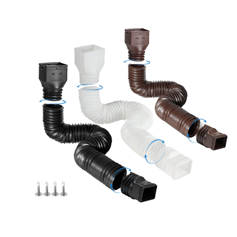 Flexible Hose Braided - 柔軟な伸縮式排水パイプ延長管、調整可能な雨どい雨水排水延長器、取り付けネジ付き