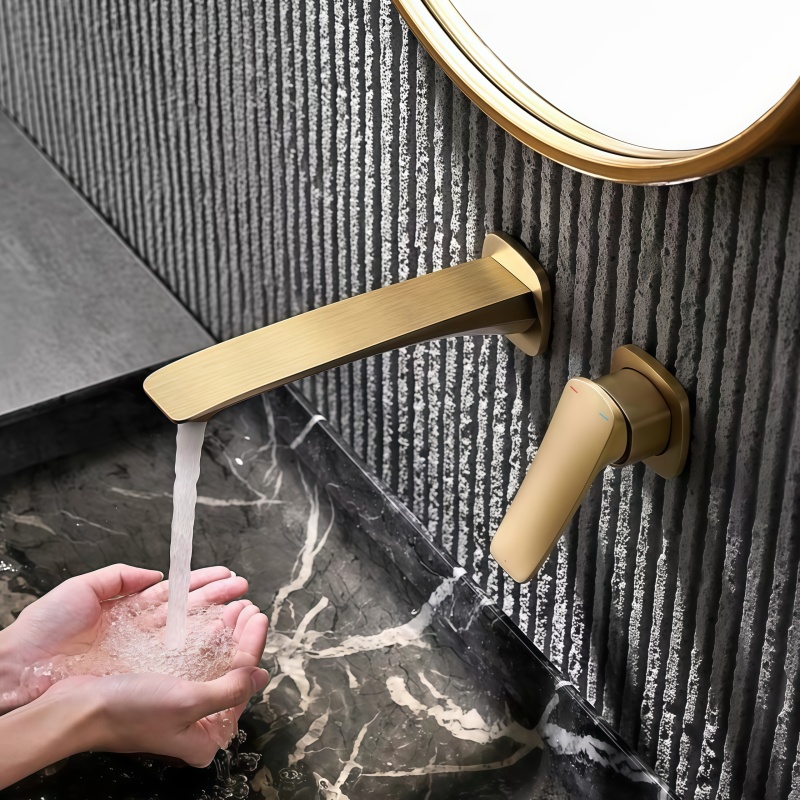 Basin Mixer Cartridge - ゴールド隠し型浴室蛇口埋め込みカートリッジシンク蛇口洗面器ミキサーグルメ洗面台タップウェア温冷水栓真鍮製