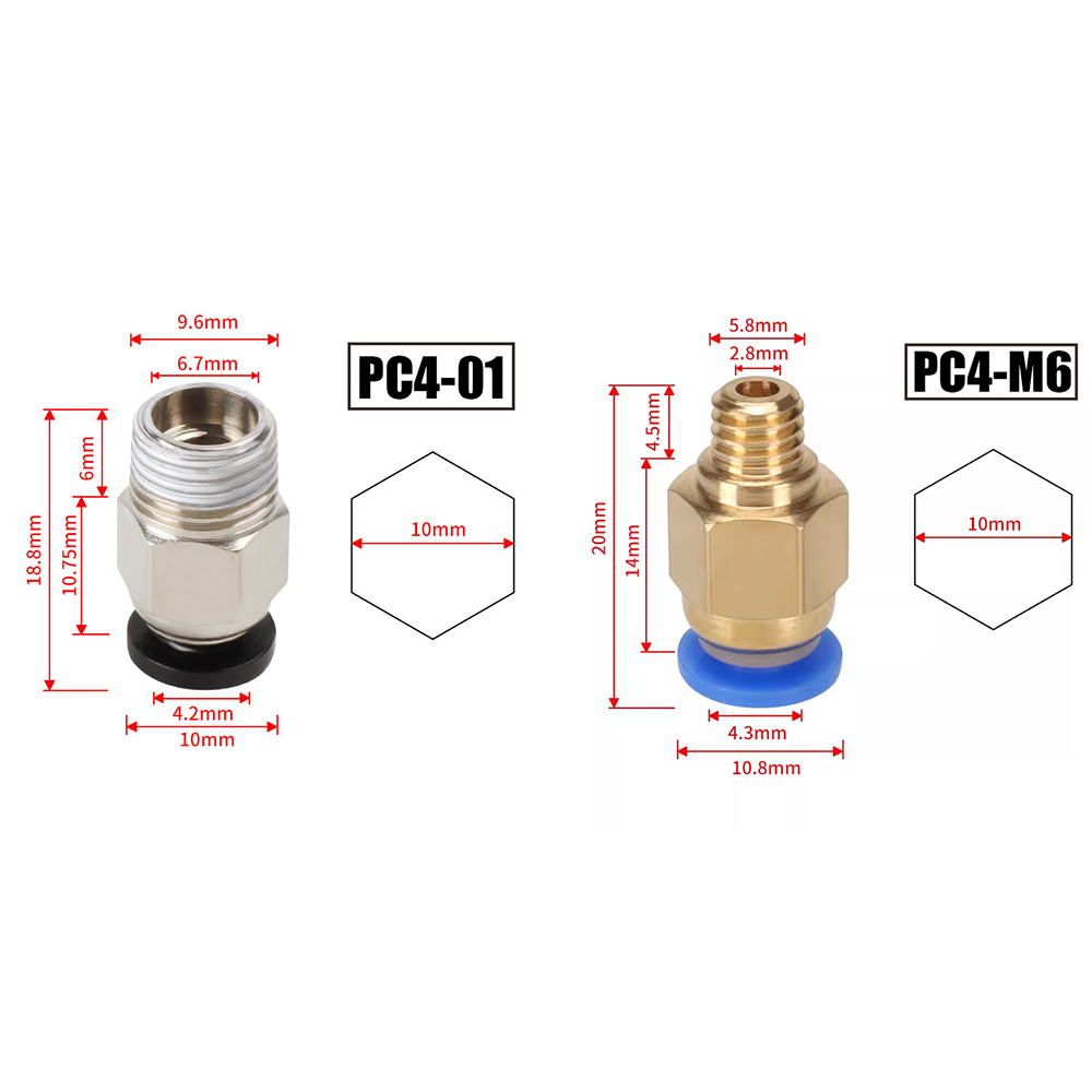 10 ピース/ロット PC4-M10 空気圧コネクタ 3D  - Ptfe Tape Thread のレビューと価格