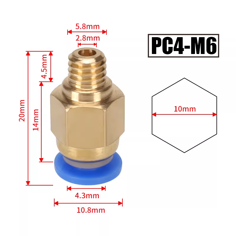 10 ピース/ロット PC4-M10 空気圧コネクタ 3D  - Ptfe Tape Thread のレビューと価格
