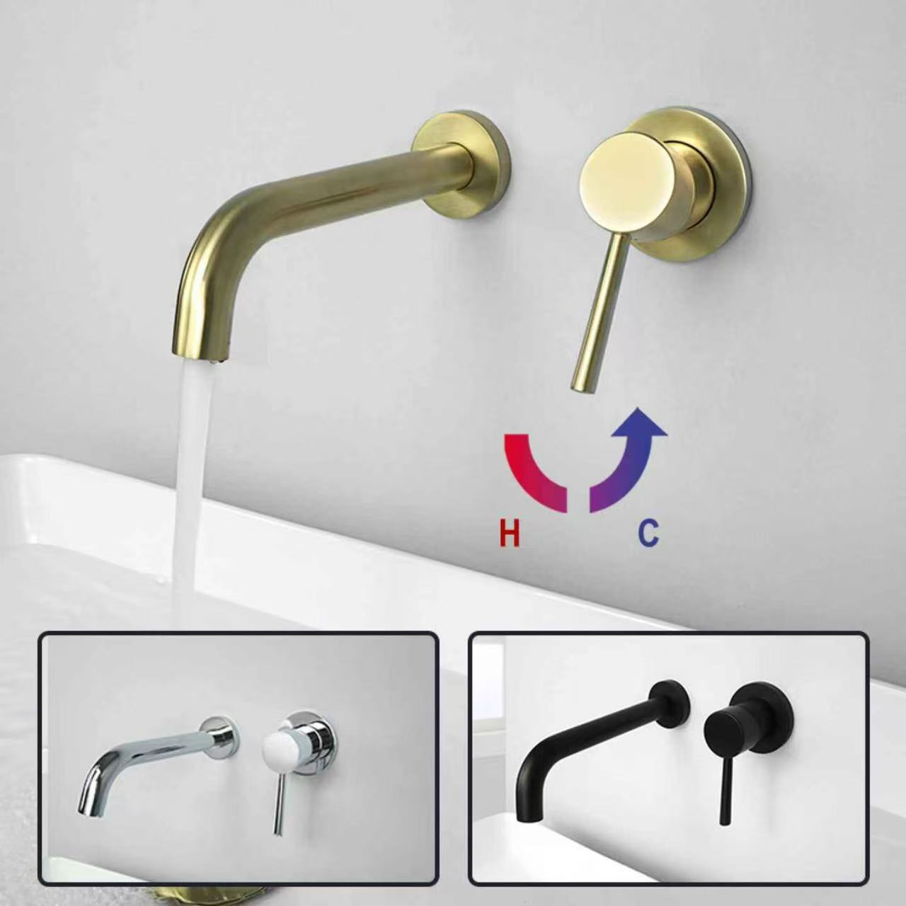 真鍮製洗面台蛇口 シンクタップ 温水冷水対応 壁付けスパウト - Basin Mixer Cartridge のレビューと価格
