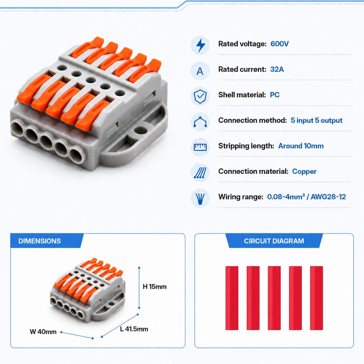 ワイヤーコネクタ 2-30 ピン高速ユニバーサルコンパクトプ - Push Fit Connector のレビューと価格