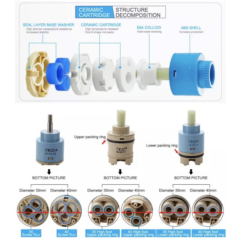 蛇口用混合スプールバルブ 25mm/35mm/40mm カー - Basin Mixer Cartridge のレビューと価格